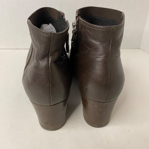 Geox‎ D745VA Brown Leather Ankle Boots Respira Breathable Block Heel Womens 38.5 - Picture 2 of 7